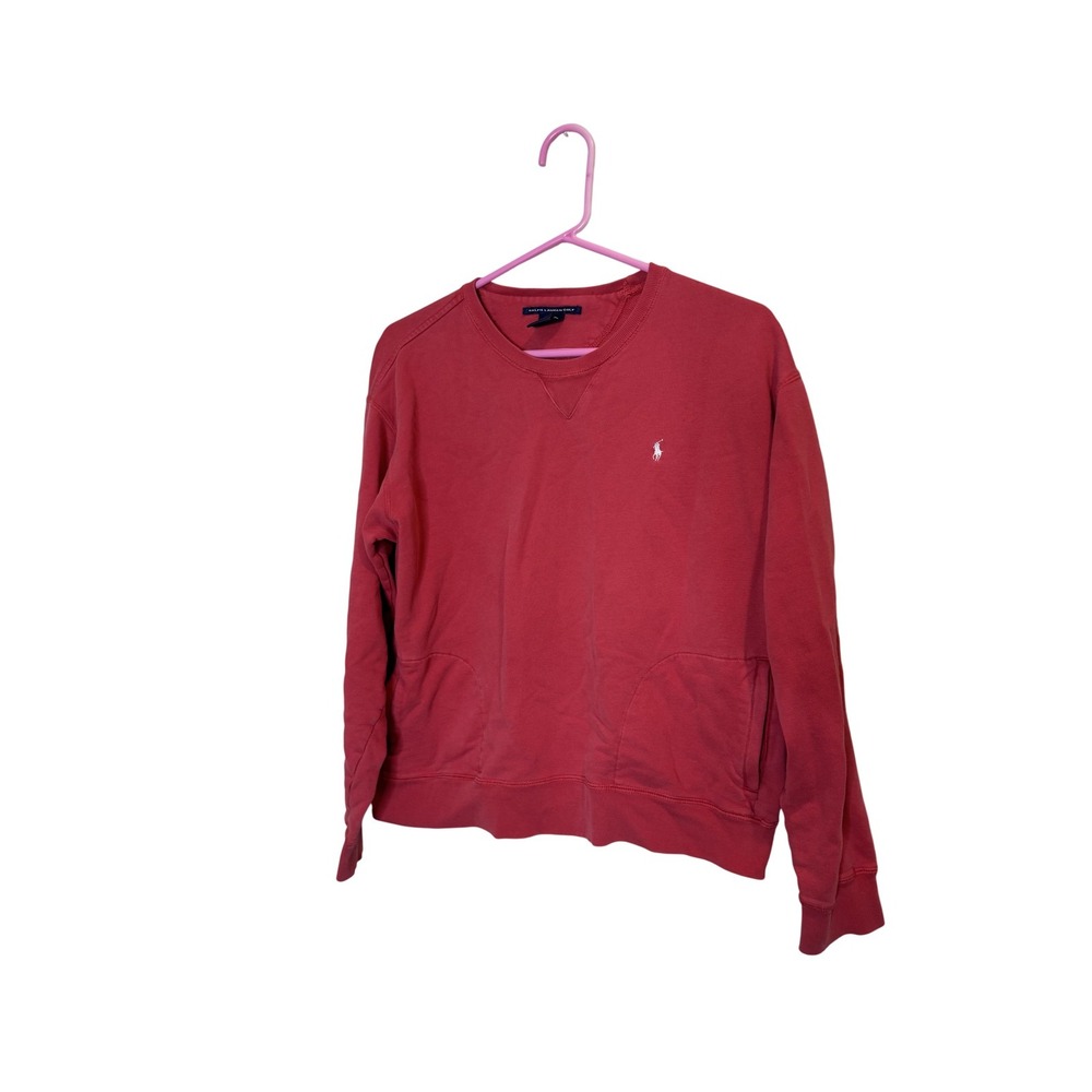 Ralph Lauren Golf Sweatshirt Womens Medium Red Cotton Crewneck Pullover Polo